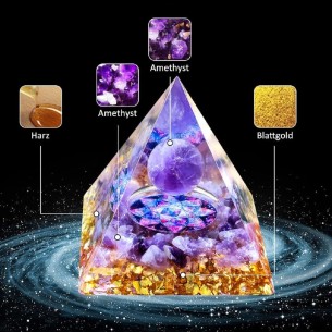 Orgonit-Orgon-Pyramide-violett-Kristallkugel-Blattgold-Edelsteinen-1 2