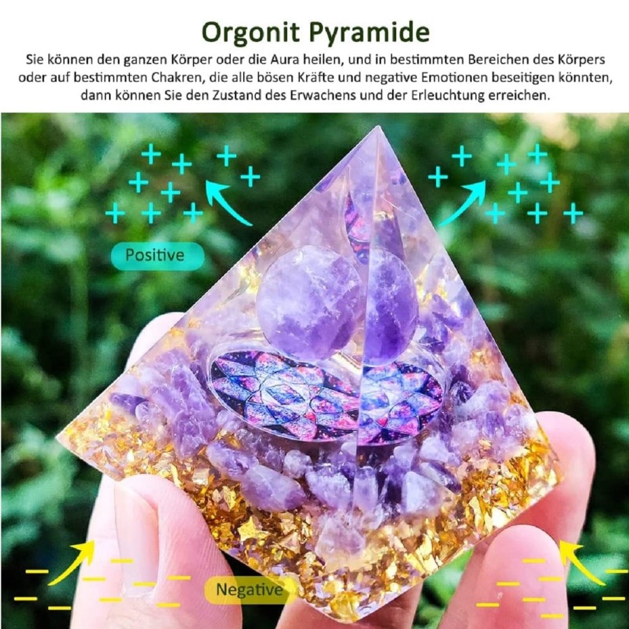 Orgonit-Orgon-Pyramide-violett-Kristallkugel-Blattgold-Edelsteinen-5