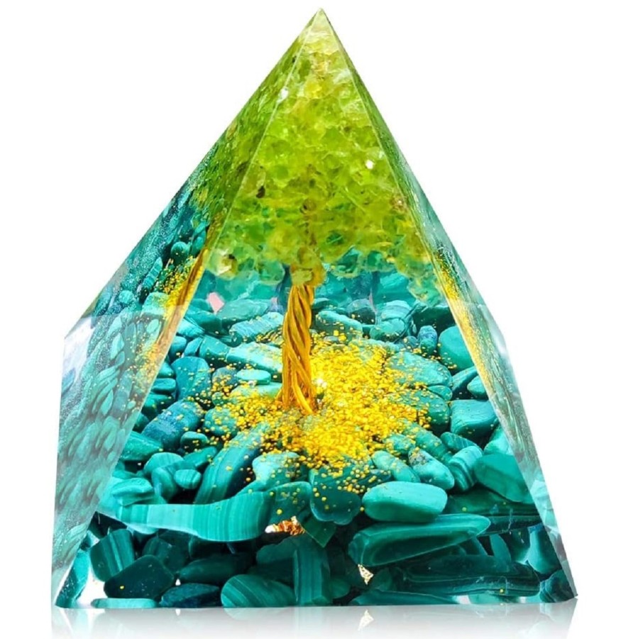 Orgonit-Orgon-Pyramide-gruener-Baum-Lebensbaum-Blattgold-Edelsteinen-3