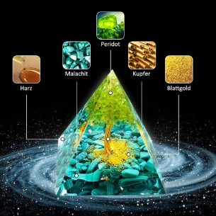 Orgonit-Orgon-Pyramide-gruener-Baum-Lebensbaum-Blattgold-Edelsteinen-3 2