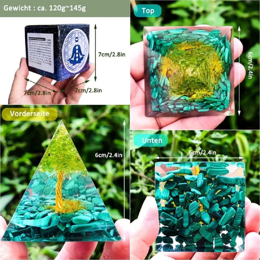 Orgonit-Orgon-Pyramide-gruener-Baum-Lebensbaum-Blattgold-Edelsteinen-4