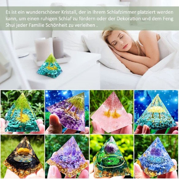 Orgonit-Orgon-Pyramide-gruener-Baum-Lebensbaum-Blattgold-Edelsteinen-6