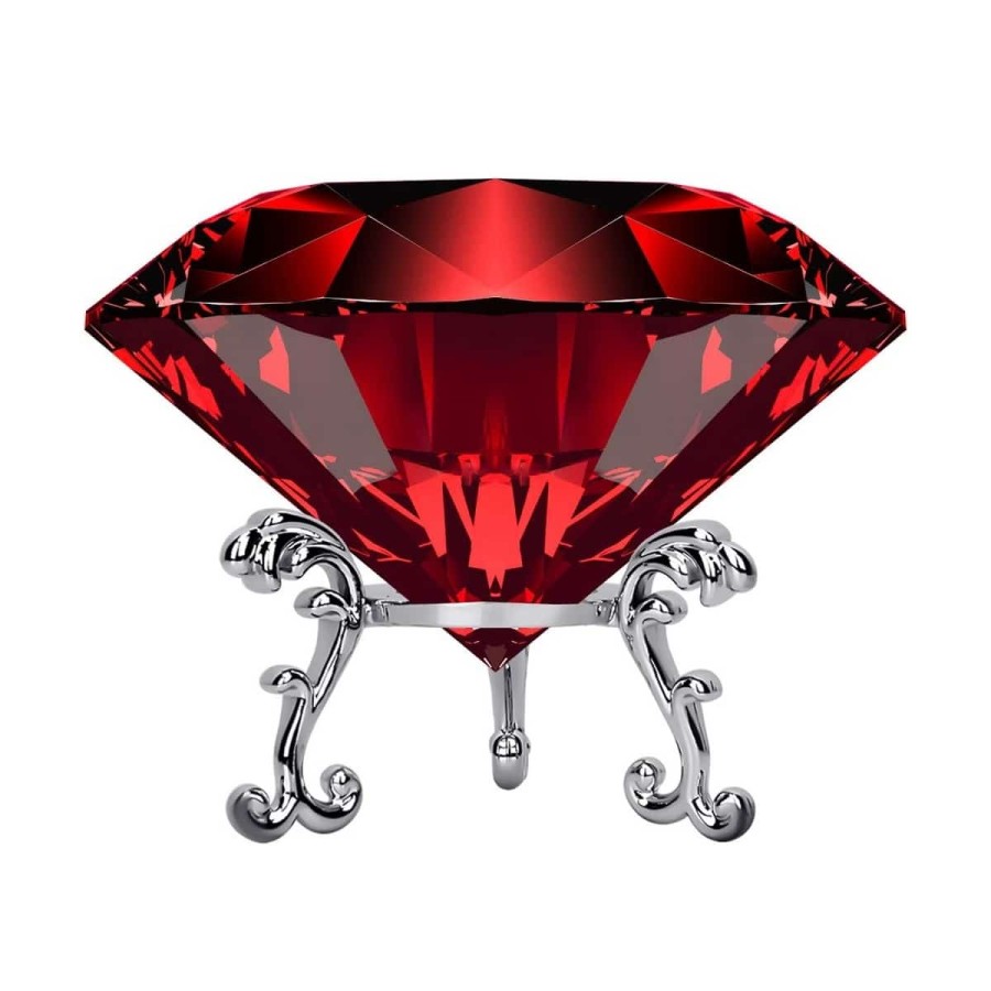 Riesiger-roter-Kristall-Diamant-Prisma-mit-verziertem-Staender-1
