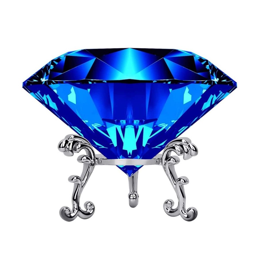 Riesiger-blauer-Kristall-Diamant-Prisma-mit-verziertem-Staender-1