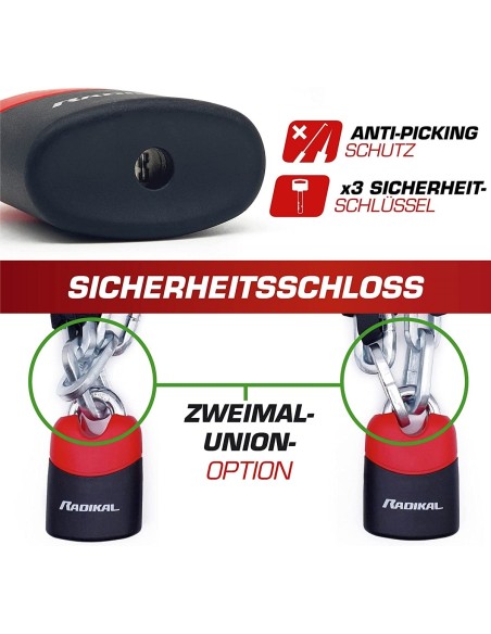 Radikal-Kettenschloss-Rundstahlkette-gehaerteter-Stahl-o10mm-120cm-lang-Sicherheitslevel-11-9