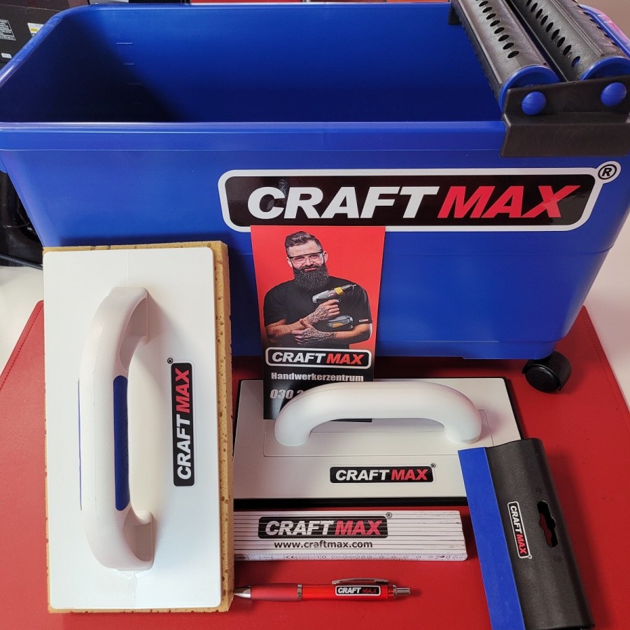 CRAFTMAX-Fliesenleger-Waschset-8-teilig-Waschbox-mit-Raeder-22L-Schwammbrett-Fugengummi-Zollstock-3