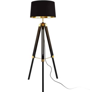 Katar-Tripod-Standleuchte-Stoffschirm-Schwarz-Gold-145cm-E27-1