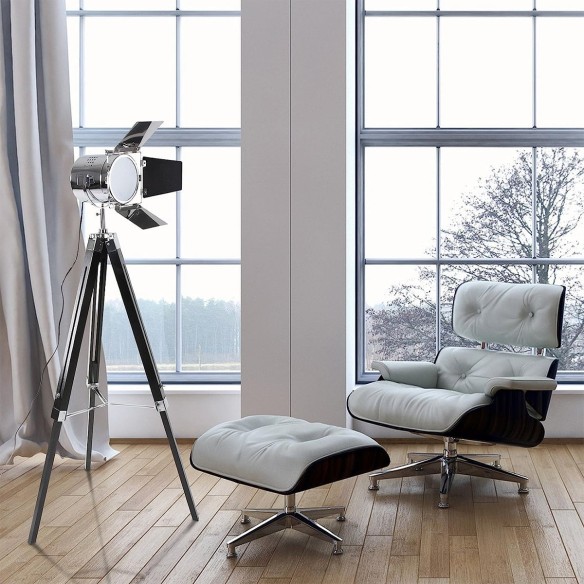 Studio-Tripod-Standleuchte-Stativ-Holz-verchromt-Hoehenverstellbar-148cm-schwarz-5