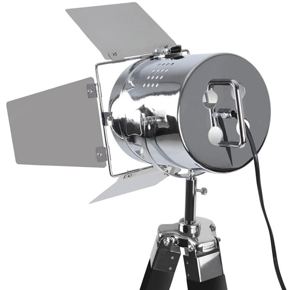 Studio-Tripod-Standleuchte-Stativ-Holz-verchromt-Hoehenverstellbar-148cm-schwarz-3