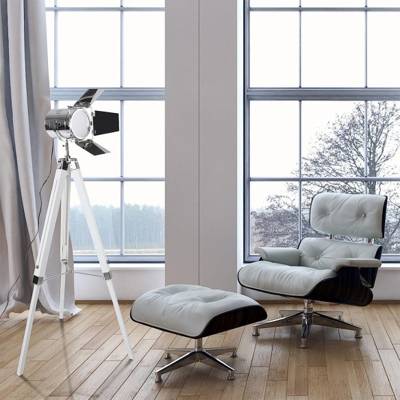 Studio-Tripod-Standleuchte-Stativ-Holz-verchromt-Hoehenverstellbar-148cm-schwarz-2