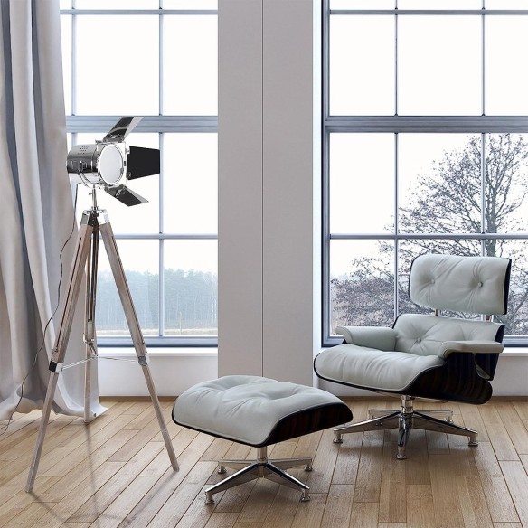 Studio-Tripod-Standleuchte-Stativ-Holz-verchromt-Hoehenverstellbar-148cm-vintage-5