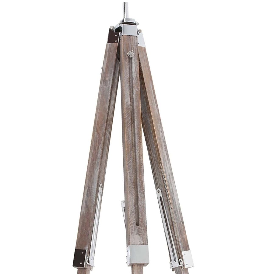 Studio-Tripod-Standleuchte-Stativ-Holz-verchromt-Hoehenverstellbar-148cm-vintage-2