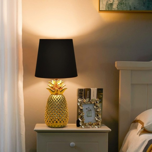 Ananas-Luxus-Tischleuchte-Nachtischlampe-36cm-hoch-E14-Gold-Schwarz-3