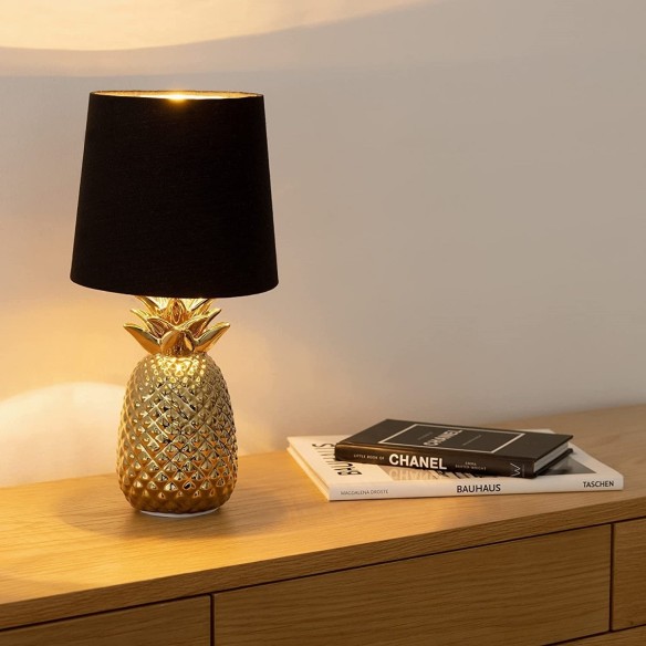 Ananas-Luxus-Tischleuchte-Nachtischlampe-36cm-hoch-E14-Gold-Schwarz-6