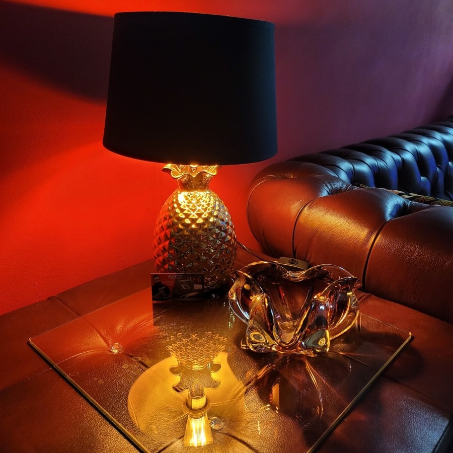 Ananas-Luxus-Tischleuchte-Nachtischlampe-E14-Gold-Schwarz-2