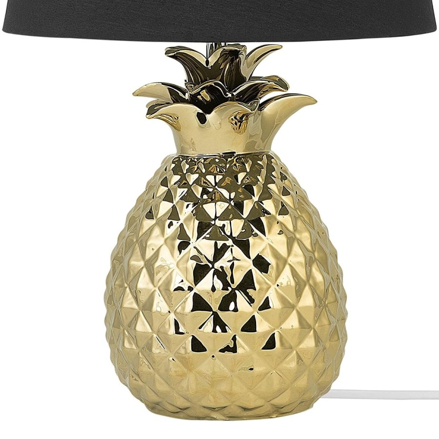 Ananas-Luxus-Tischleuchte-Nachtischlampe-52cm-hoch-E14-Gold-Schwarz