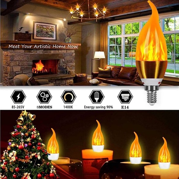 E14-LED-Leuchtmittel-Kerzenform-flammend-2W-dimmbar-2700K-400LM-Vintage-Edison-Gluehfaden-Retro-Bernstein-1