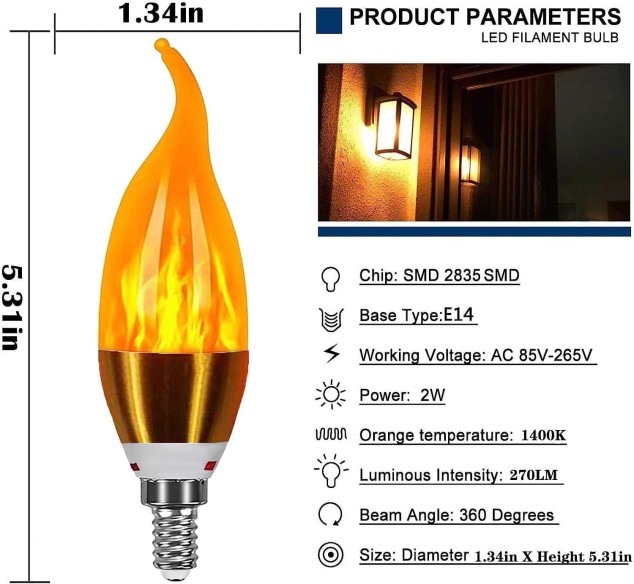 E14-LED-Leuchtmittel-Kerzenform-flammend-2W-dimmbar-2700K-400LM-Vintage-Edison-Gluehfaden-Retro-Bernstein-3