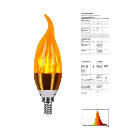 E14-LED-Leuchtmittel-Kerzenform-flammend-2W-dimmbar-2700K-400LM-Vintage-Edison-Gluehfaden-Retro-Produktangaben
