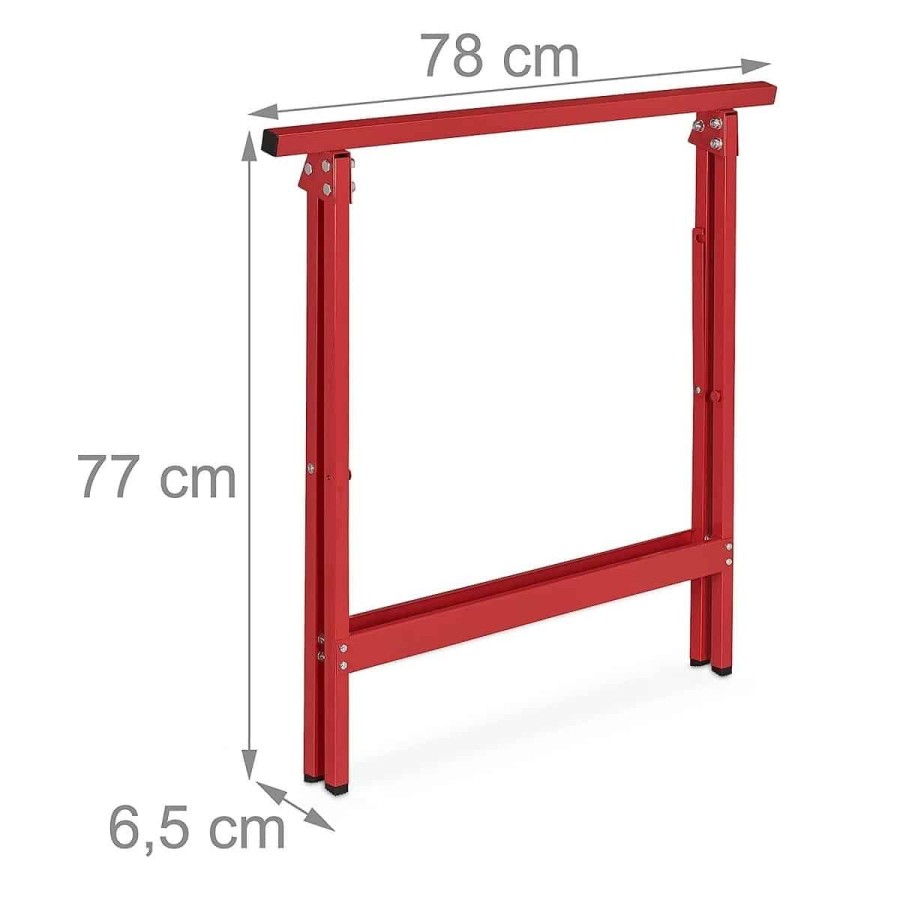 Klappbock-klappbare-Arbeitsauflage-Tischler-Stahl-bis-100kg-rot