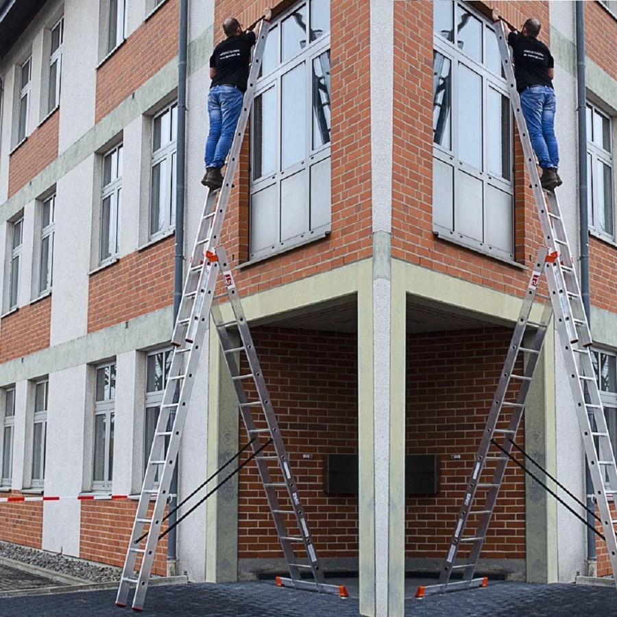 ALU-Kombileiter-Klapp-Bock-u.-Schiebeleiter-3x12-Sprossen-max.-Arbeitshoehe-9-4