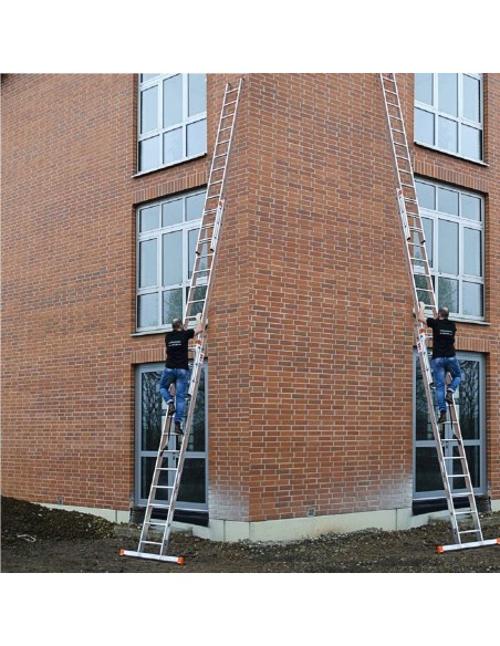 ALU-Kombileiter-Klapp-Bock-u.-Schiebeleiter-3x12-Sprossen-max.-Arbeitshoehe-9-3