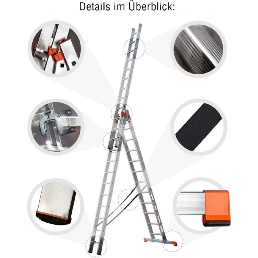 ALU-Kombileiter-Klapp-Bock-u.-Schiebeleiter-3x12-Sprossen-max.-Arbeitshoehe-9-2