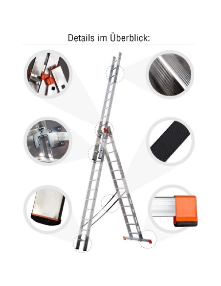 ALU-Kombileiter-Klapp-Bock-u.-Schiebeleiter-3x12-Sprossen-max.-Arbeitshoehe-9-2