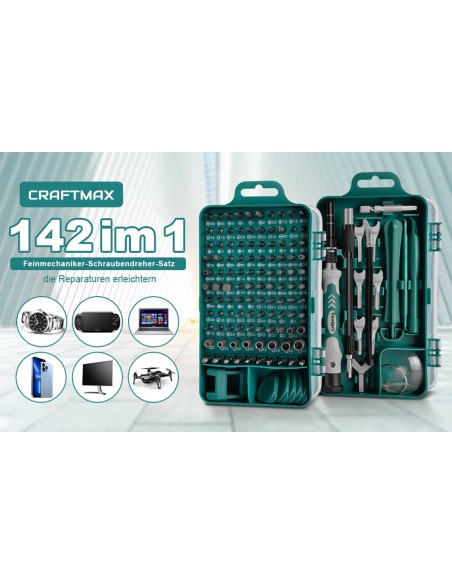 Feinmechaniker-Werkzeug-Set-142-tlg-Mini-Schraubenzieher-Set-Flexible-Welle-Schraubendreher-fuer-Phone-Switch-Laptop-Brille-Uhre