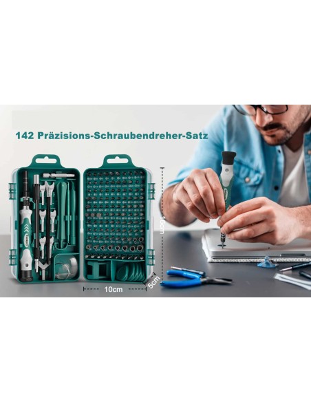 Feinmechaniker-Werkzeug-Set-142-tlg-Mini-Schraubenzieher-Set-Flexible-Welle-Schraubendreher-fuer-Phone-Switch-Laptop-Brille-Uhre