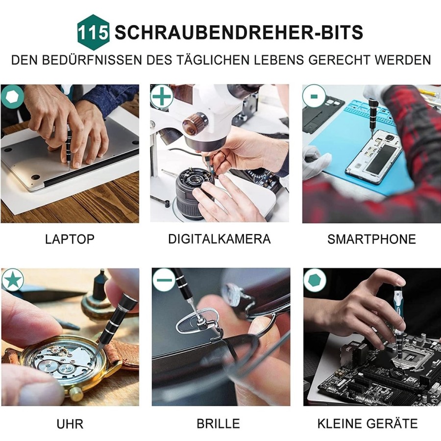 Feinmechaniker-Werkzeug-Set-142-tlg-Mini-Schraubenzieher-Set-Flexible-Welle-Schraubendreher-fuer-Phone-Switch-Laptop-Brille-Uhre
