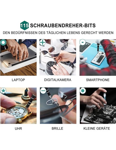 Feinmechaniker-Werkzeug-Set-142-tlg-Mini-Schraubenzieher-Set-Flexible-Welle-Schraubendreher-fuer-Phone-Switch-Laptop-Brille-Uhre