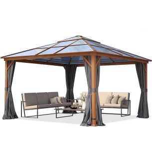 Luxus-Gartenpavillon-4x4m-4-Seitenteile-Polycarbonat-Dach-8mm-Holzoptik-grau-1