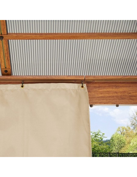 Luxus-Gartenpavillon-4x4m-4-Seitenteile-Polycarbonat-Dach-8mm-Holzoptik-Champagner-7