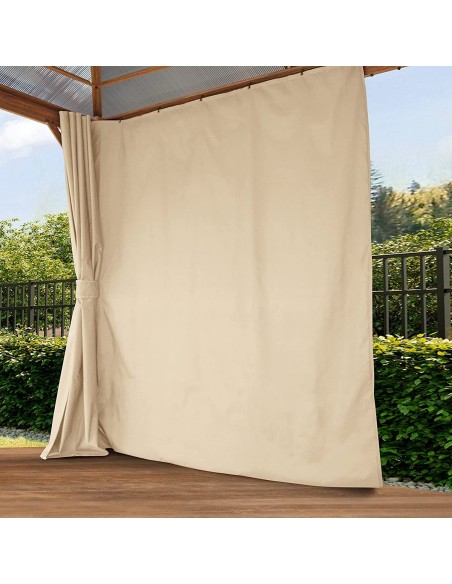 Luxus-Gartenpavillon-4x4m-4-Seitenteile-Polycarbonat-Dach-8mm-Holzoptik-Champagner-3