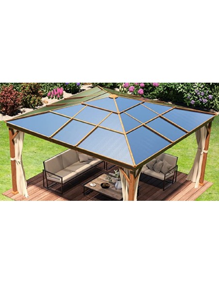 Luxus-Gartenpavillon-4x4m-4-Seitenteile-Polycarbonat-Dach-8mm-Holzoptik-Champagner-5
