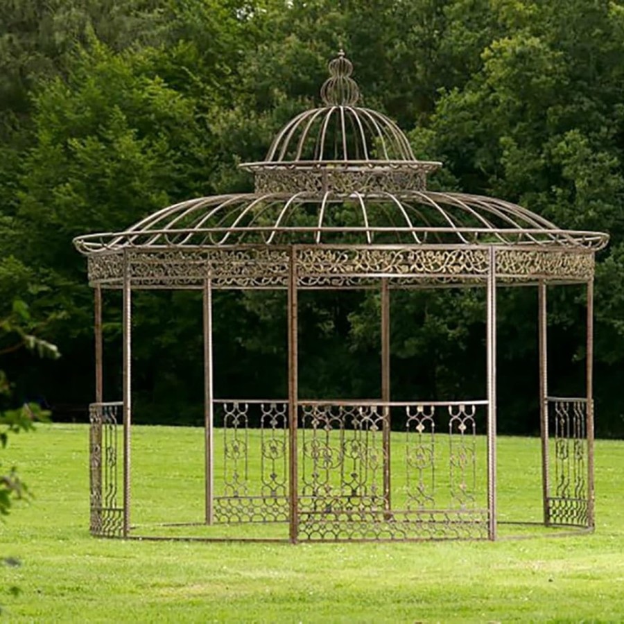 Luxus-Gartenpavillon-Runder-Rankpavillon-Palais-O-3.70m-im-prachtvollen-Rokoko-Stil-antikBronze-8
