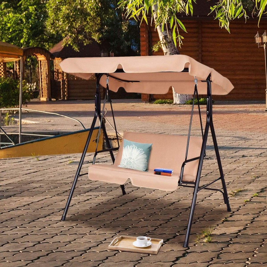 2-Sitzer-Hollywoodschaukel-mit-5cm-Polster-verstellbarem-Baldachin-Stahlrahmen-4