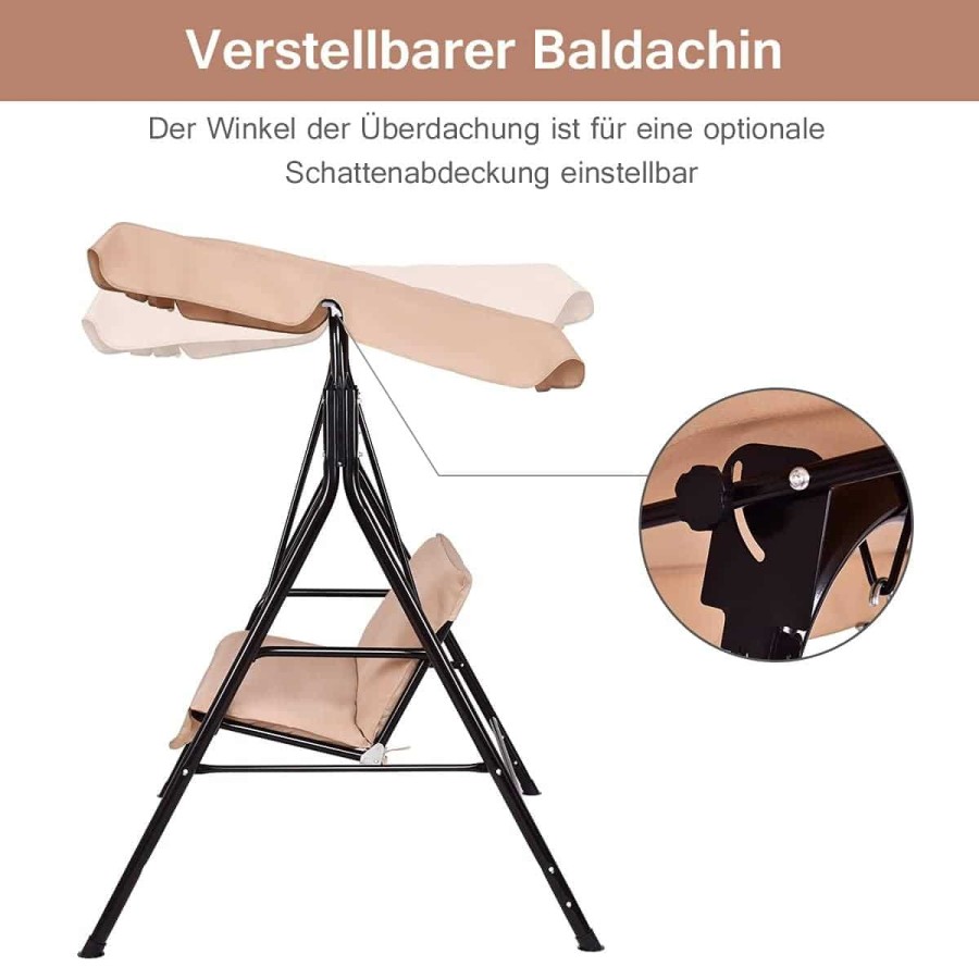 2-Sitzer-Hollywoodschaukel-mit-5cm-Polster-verstellbarem-Baldachin-Stahlrahmen-8