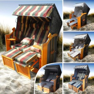 Ostsee-Strandkorb-2-Personen-Abdeckhaube-verstellbare-Rueckenlehne-Fusskissen-burgund-gruen-beige-1 2