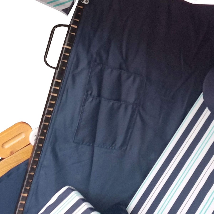 Ostsee-Strandkorb-2-Personen-Abdeckhaube-verstellbare-Rueckenlehne-Fusskissen-blau-weiss-3