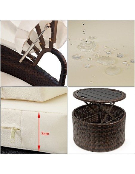 Rattan-Luxus-Gartenmuschel-Sonnenbett-Sonneninsel-O-185cm-Ausziehtisch-faltbares-Sonnendach-braun-Cappuccino-3