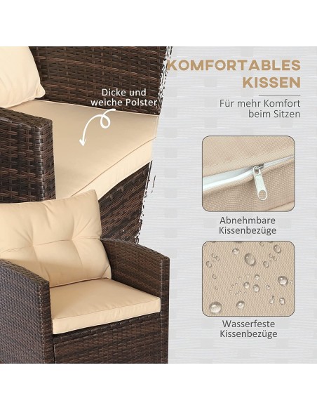 Luxus-Rattan-Lounge-Sitzgarnitur-4tlg.-Sofagarnitur-Sessel-Glastisch-braun-cappuccino-4