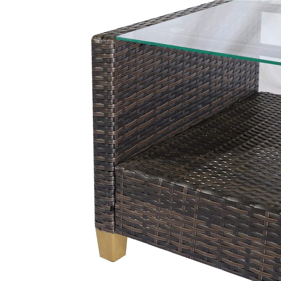 Luxus-Rattan-Lounge-Sitzgarnitur-4tlg.-Sofagarnitur-Sessel-Glastisch-braun-cappuccino-2