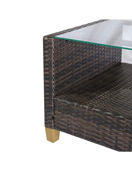 Luxus-Rattan-Lounge-Sitzgarnitur-4tlg.-Sofagarnitur-Sessel-Glastisch-braun-cappuccino-2