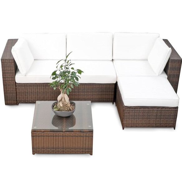 Java-Rattan-Lounge-Sitzgarnitur-mit-Sofa-Sessel-Hocker-Glastisch-erweiterbar-braun-creme-1