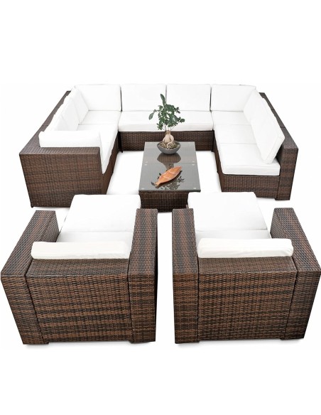 Monaco-Rattan-Lounge-Sitzgarnitur-mit-Sofa-Sessel-Hocker-Glastisch-erweiterbar-braun-creme-1