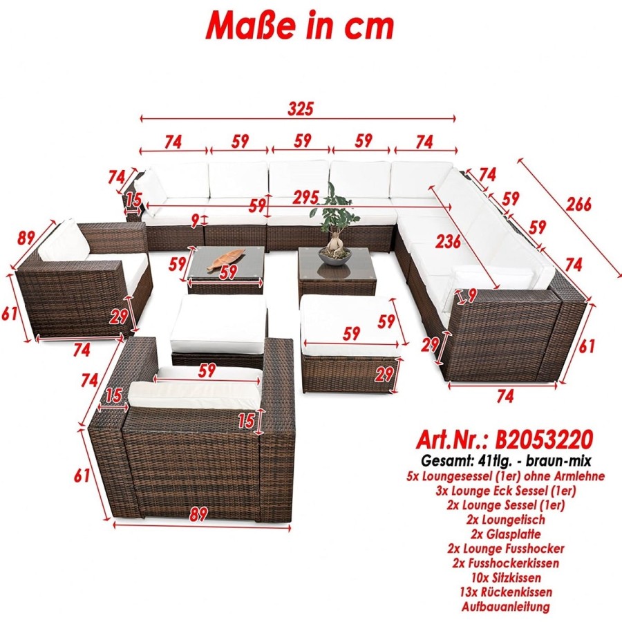 Monaco-Rattan-Lounge-Sitzgarnitur-mit-Sofa-Sessel-Hocker-Glastisch-Module