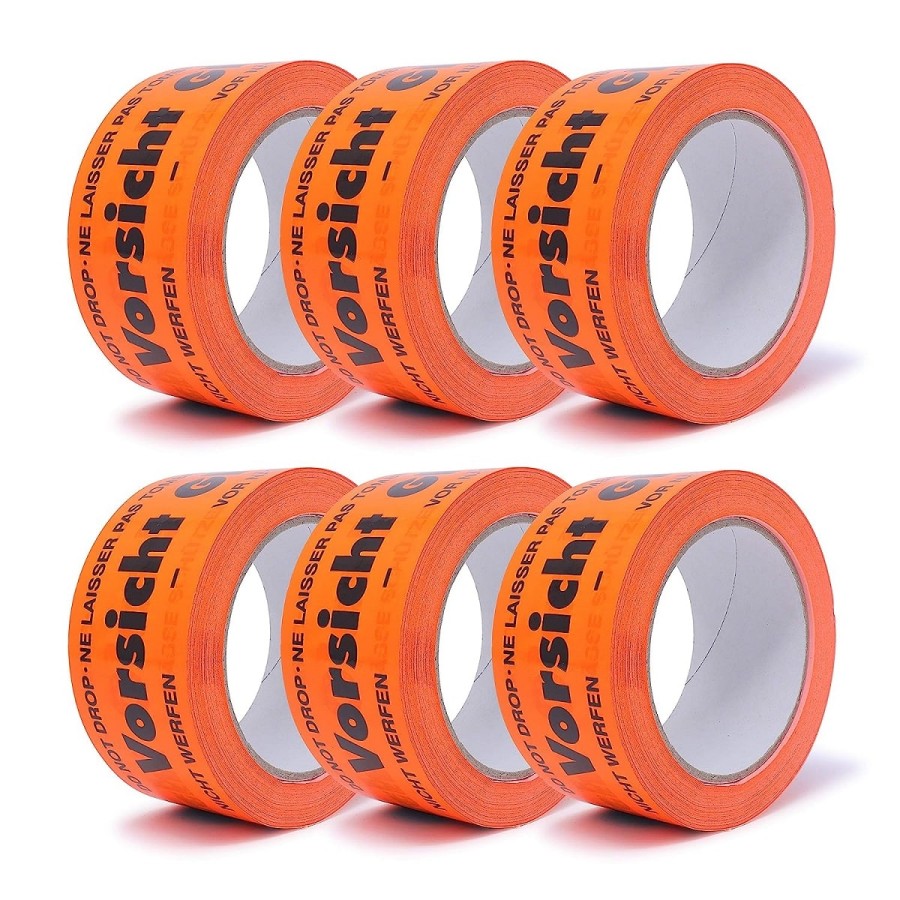 Warnband-Paketband-Vorsicht-Glas-Flurorange-kraeftiges-PVC-Verpackungsklebeband-1