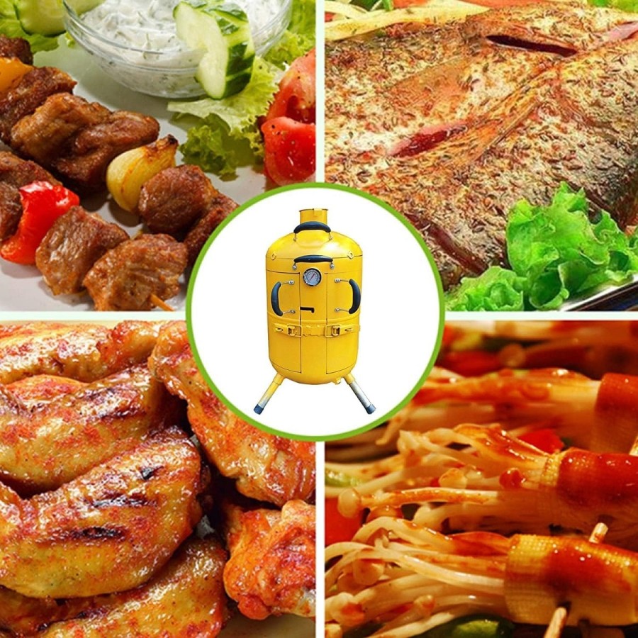el-Bomba-Rauchfreier-Luxus-BBQ-Grill-Holzkohlegrill-Barbecue-Grill-gelb
